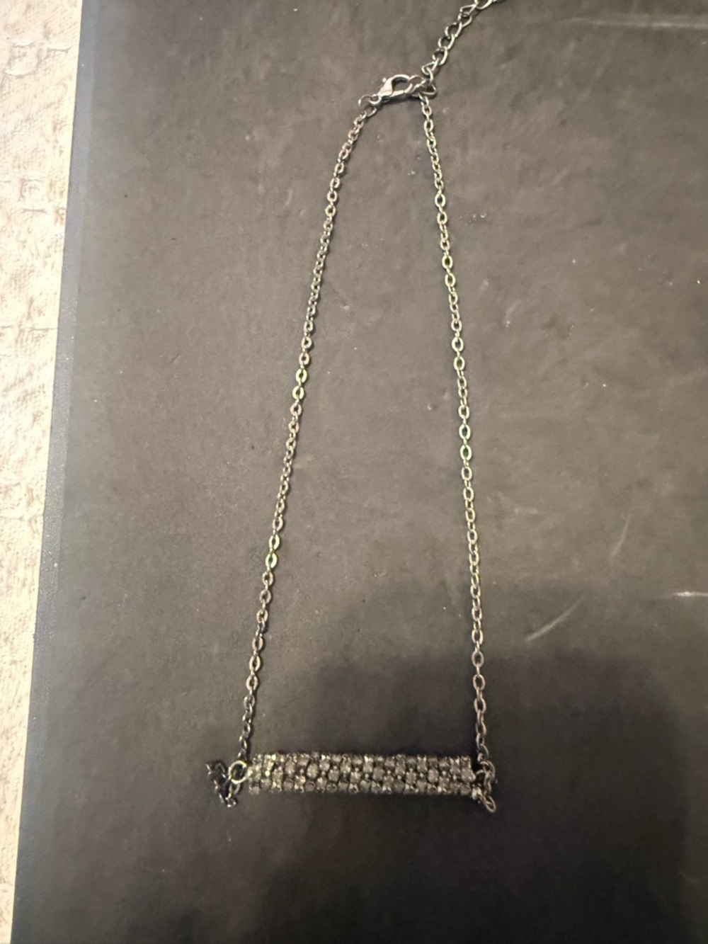 Pavé Bar Necklace in Black Crystal